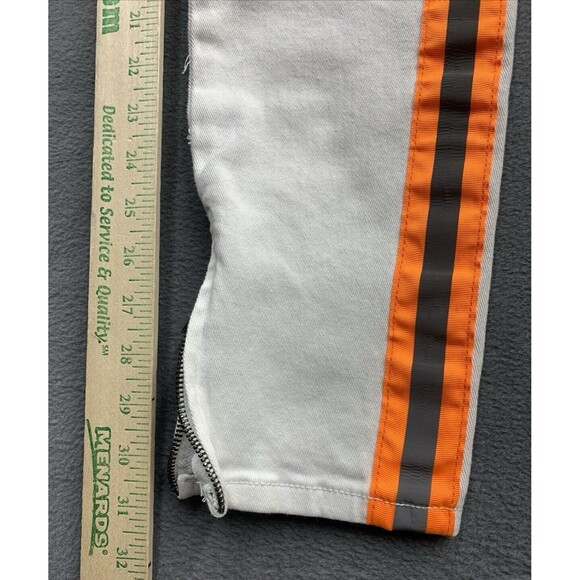 KDNK 11 4 14 11 Denim Jeans Men's Size 32X32 White Orange Reflective Stripes - Picture 6 of 16